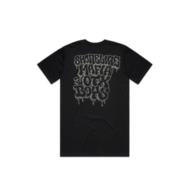 RHINESTONE THROWIE TEE: BLACK