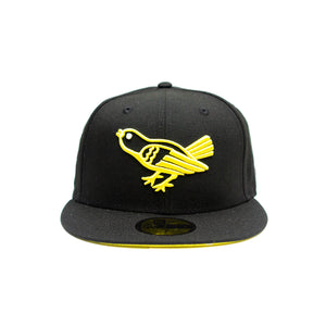 NEW ERA O'S BIRD BLOCK CAP: BLACK/YELLOW