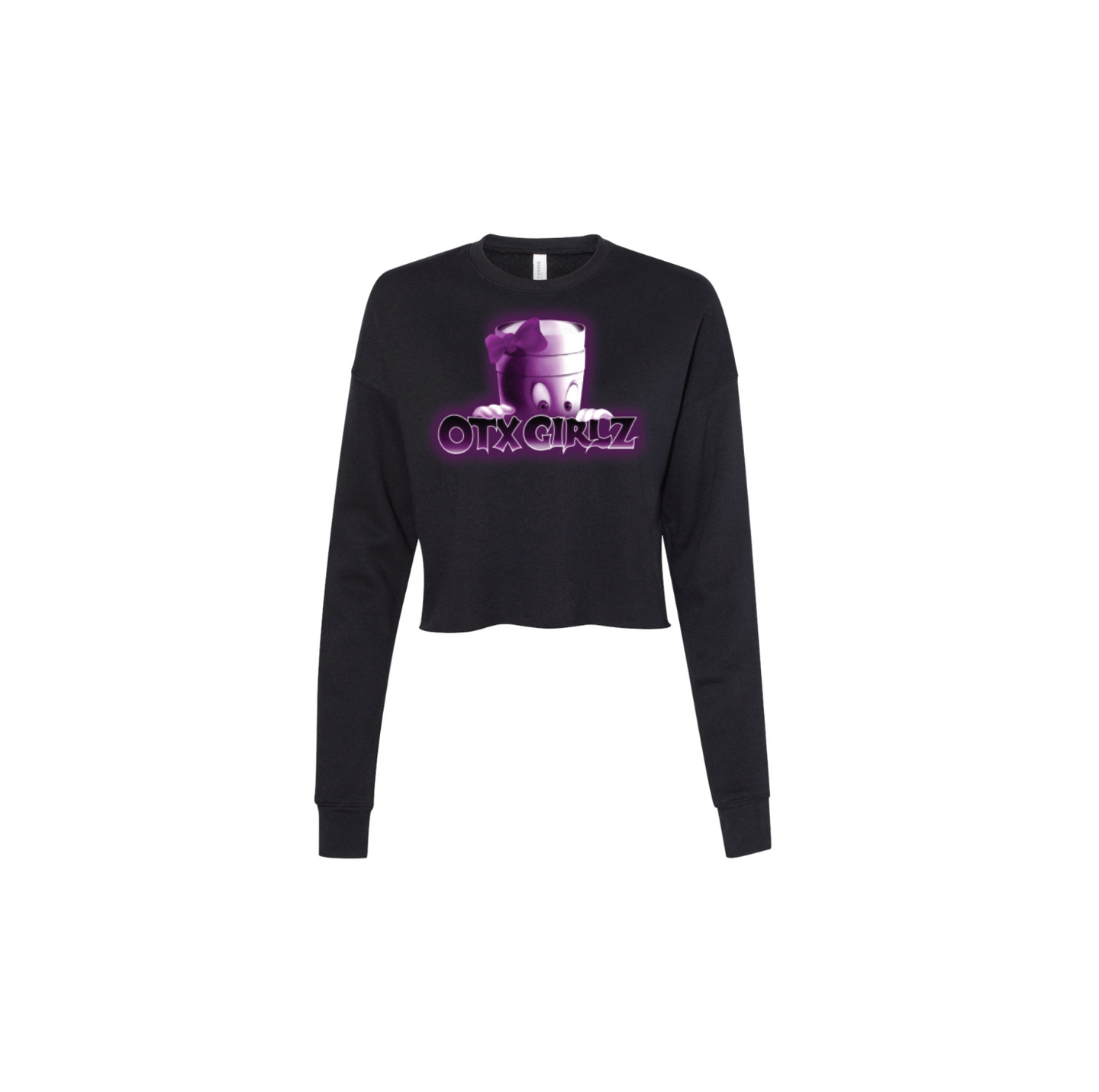 PEARL GHOST CROP LONG SLEEVE: BLACK/PURPLE