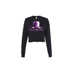 PEARL GHOST CROPPED CREWNECK SWEATSHIRT : BLACK/PURPLE